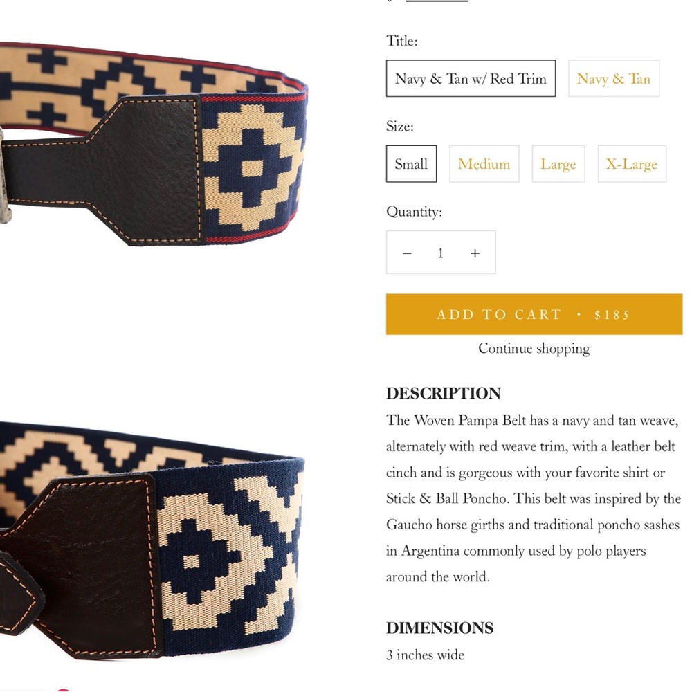 STICK & BALL WOVEN PAMPA BELT - Picture 8 of 9
